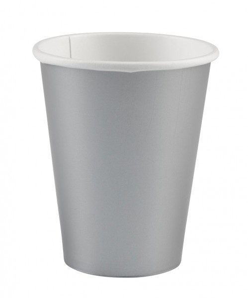 8 Party Buffet Pappbecher Silber 250ml