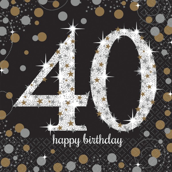 16 Golden 40th Birthday Servietten 33cm