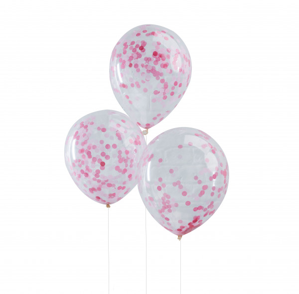 5 Pinke Mix & Match Konfettiballons 30cm