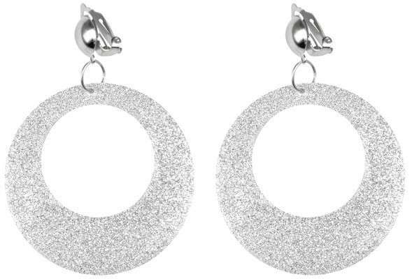 Silberne Glitzer Creolen Ohrringe 2