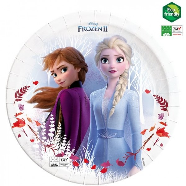 8 Frozen II Pappteller kompostierbar 23cm