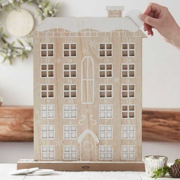 Winterdorf Holz Adventskalender 40 x 30cm