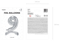 Förhandsgranskning: Silver 9 stående folieballong 70cm