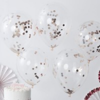 5 Rosy Party Konfettiballons 30cm
