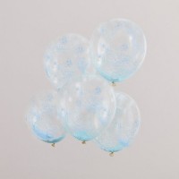 5 Blaue Partymix Konfettiballons 30cm