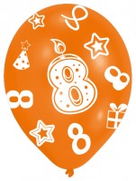 Vorschau: 6 bunte Luftballons 8.Geburtstag 27,5 cm