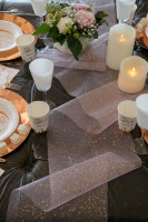 Vorschau: Glitzernder Tüll Stoff Tischläufer roségold 5m x 30cm