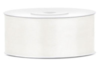 25m Satin Geschenkband weiß 25mm breit