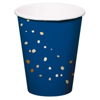 8 Elegant Blue Pappbecher 350ml