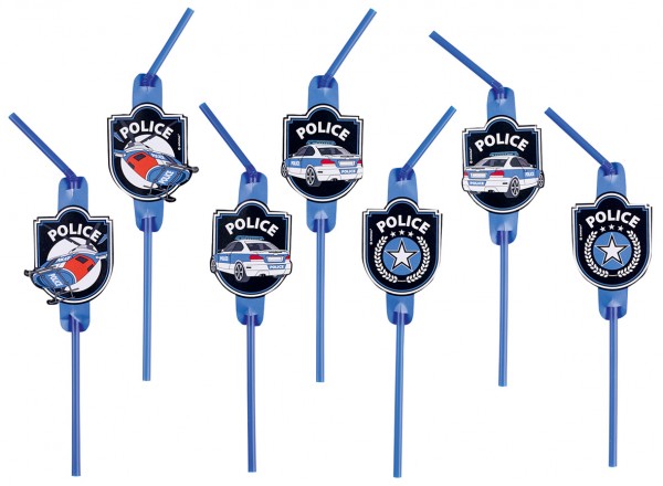 8 Polizei Action Strohhalme 24cm