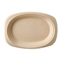 50 Ovale Zuckerrohr Teller natur 23 x 16cm