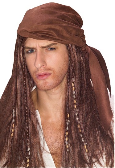 Braune Piratenperücke Mit Bandana