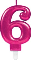 Happy 6th Birthday Kerze in Pink 7,5cm