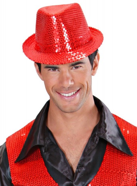 Roter Pailletten Fedora Hut 4