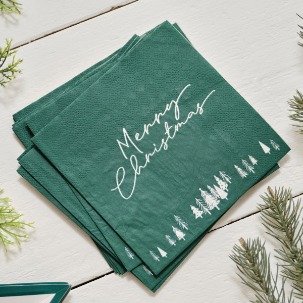 16 Eco Merry Christmas Servietten