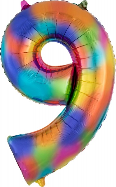 Regenbogen Zahl 9 Folienballon
