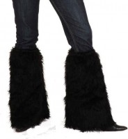 Plüschige Beinstulpen Schwarz