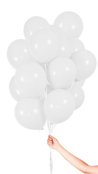 30 weiße Luftballons mit Band 23cm