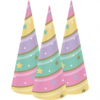 8 Golden Unicorn Partyhüte 18,5cm