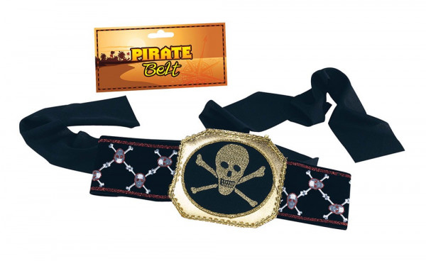 Totenschädel Piratengürtel Schwarz-Gold