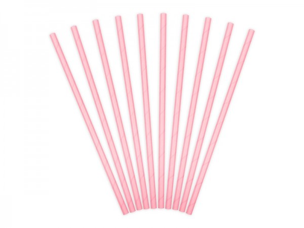 10 Papier Strohhalme rosa 19,5 cm
