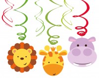 6 Safari Party Spiralhänger 60cm