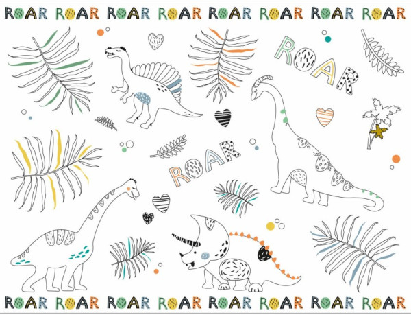 6 Little Dino Tischsets zum Ausmalen