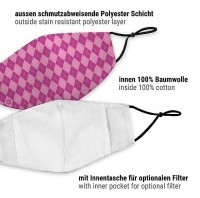Vorschau: Rosa karierte Mund-Nase-Maske