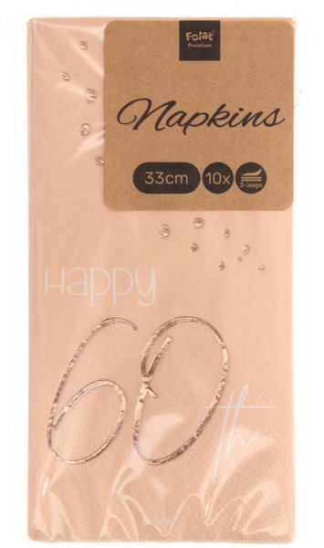 10 Rosy Blush 60th Birthday Servietten 33cm 6
