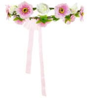 Förhandsgranskning: Blommor hår krans med rosa band