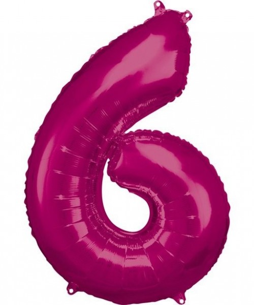 Pinker Zahl 6 Folienballon 86cm