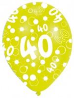 Vorschau: 6 Luftballons Bubbles 40.Geburtstag Bunt 27,5cm