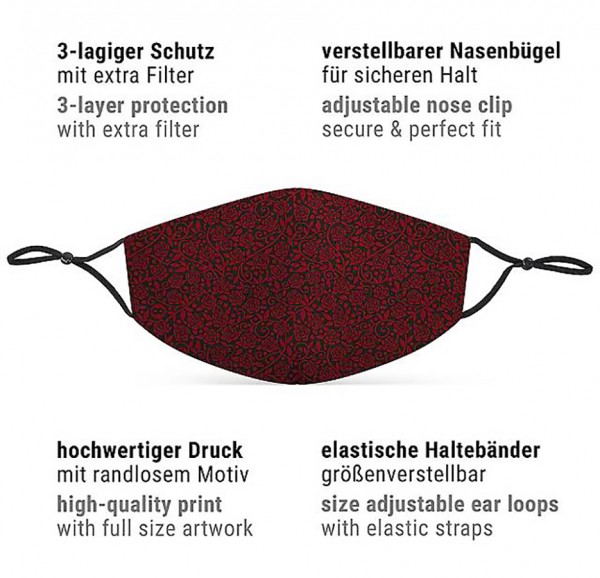Mund Nasen Maske Dark Roses 3