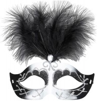 Silberne Augenmaske Whitney Beauty Mit Federn