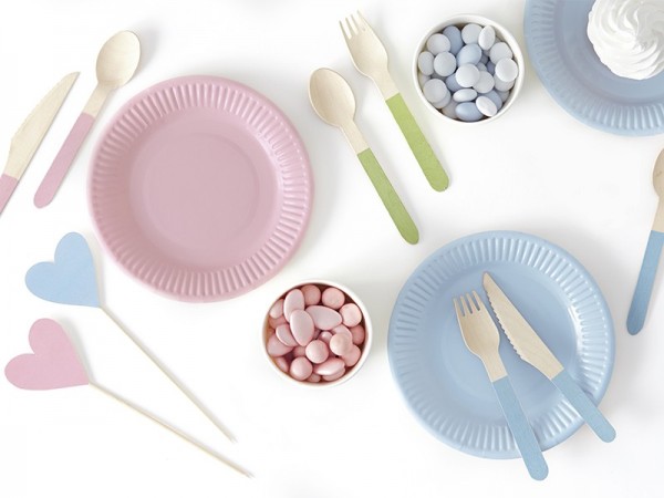  6 Holzbesteck Pastell 16 cm 3