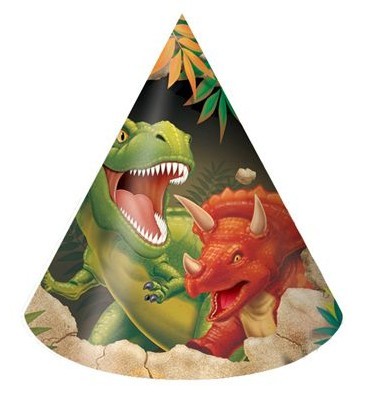 8 Höhlen Dino Partyhüte