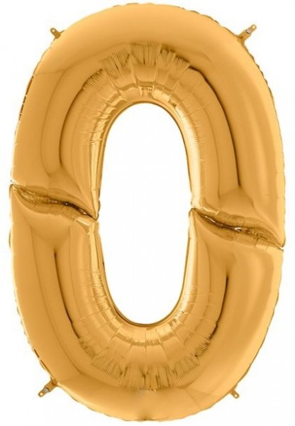 Goldener Zahl 0 Folienballon 1,63m