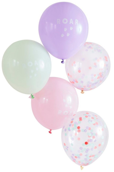 5 Pink Dino Party Latexballons 30cm 3