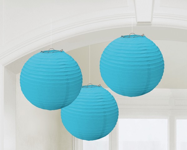 3 Summer Tale Lampions azurblau 24cm