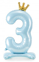 Babyblue Zahl 3 stehender Folienballon
