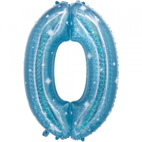 Holografische Zahl 0 aqua 1,01m