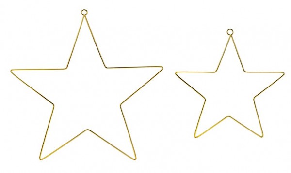 2 Goldene Stern Metallhänger 28cm 2