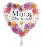 Blumiger Herz Folienballon Mama 71cm