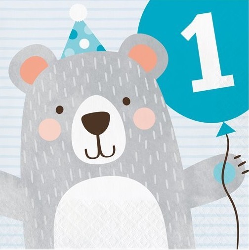 16 Partybär Birthday Servietten 33cm