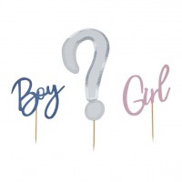 Gender Reveal Boy or Girl Tortendeko-Set 3-teilig