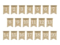 20 Jute Tischnummern Schilder