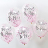 5 Oh Baby Konfettiballons rosa 30cm