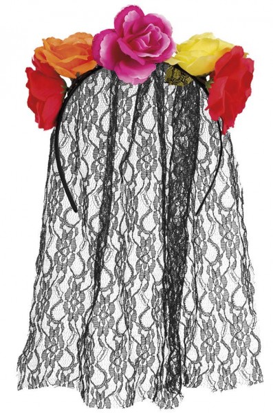 Blumiger Haarreif Mit Spitzenschleier 2