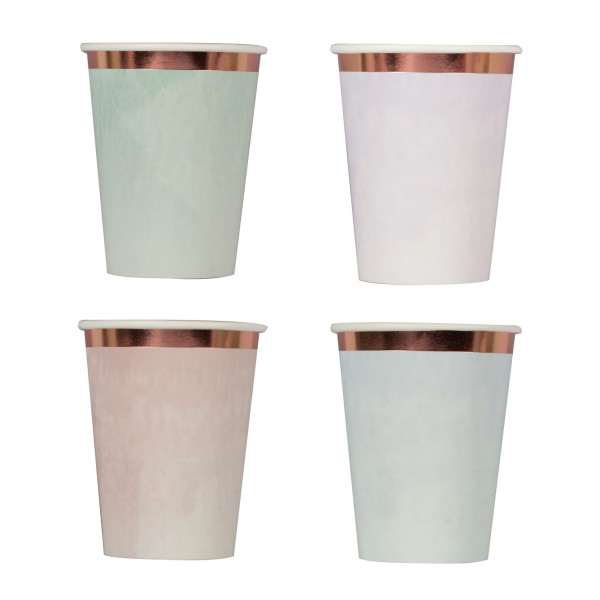 8 Bunte Pastell Pappbecher Portofino 250ml