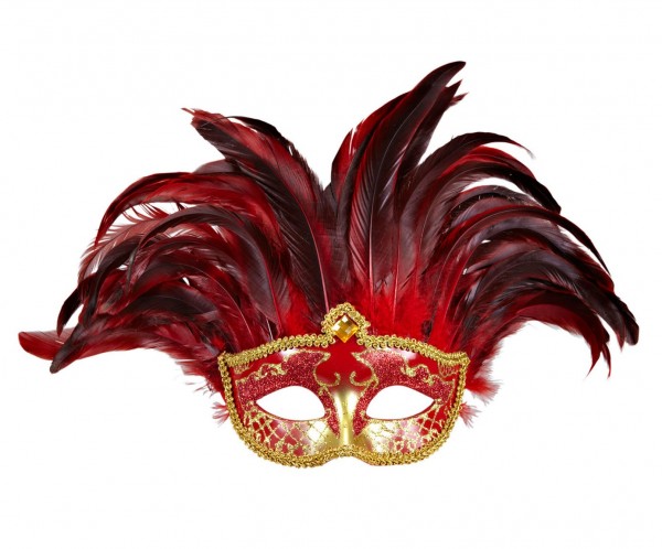 Elegante Diavola Augenmaske Mit Federn